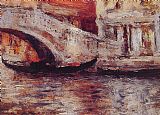 Gondolas Along Venetian Canal by William Merritt Chase